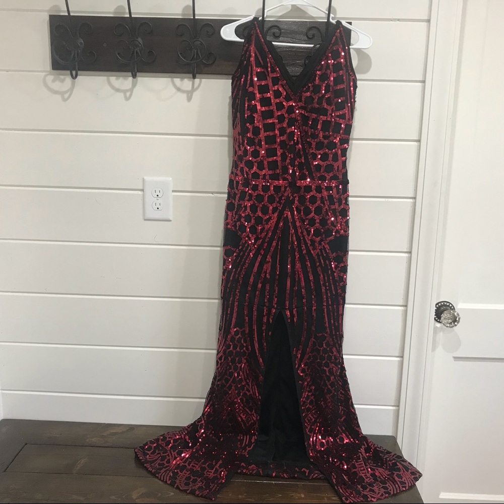 1920’s Great Gatsby Red Sequin Dress Formal Gown